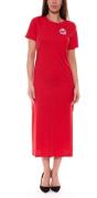 DELMAO Damen Maxi-Kleid Jersey-Kleid mit hohen Schlitzen 82576949 Rot