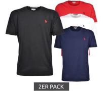 2er Pack U.S. POLO ASSN. Herren Basic T-Shirt mit Marken-Stickerei Bau...