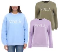 ZWILLINGSHERZ Sweater Voilá Damen Rundhals-Pullover mit VOILÀ Schriftz...