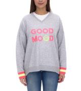 ZWILLINGSHERZ Sweater Dana Damen Pullover mit GOOD MOOD Schriftzug Bau...