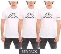 3er Pack Kappa Herren Baumwoll-Shirt Rundhals-Shirt mit großem Logo-Pa...