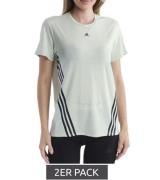 2er Pack adidas Damen nachhaltiges Sport-Shirt Rundhals-Shirt Fitness-...