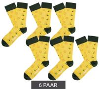 6 Paar Moustard Lemon Damen Baumwoll-Socken mit Zitronen Allover-Print...