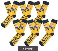 6 Paar Moustard Leopard Baumwoll-Socken Leoparden Design und Musterung...