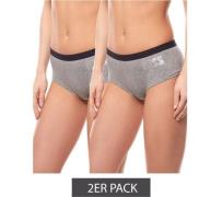 2er Pack KISS Damen Hipster bequeme Unterwäsche Slip Grau