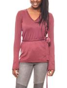 Laura Scott warmer Damen Feinstrick-Pullover mit Schal Bordeaux