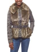 Laura Scott leichte Damen-Jacke Steppjacke mit Fake Fur Khaki