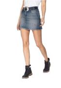 LTB Rock verwaschener Damen Jeans-Rock mit Fransen-Saum kurz Blau