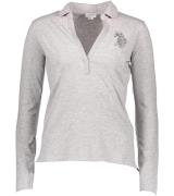 U.S. POLO ASSN. Langarm Shirt modisches Damen Polo-Hemd Grau