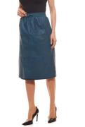 Pepe Jeans Carol Midi-Rock knielanger Damen Lammleder-Rock Petrol