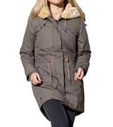 MAZINE Bellingham Parka vegane Damen Winter-Jacke mit Kunstleder-Appli...