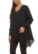 GUIDO MARIA KRETSCHMER Curvy Long-Bluse stylische Damen Bluse Schwarz