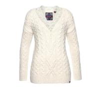 superdry Strick-Pullover weicher Damen Sweater mit Zopfmuster und V-Au...