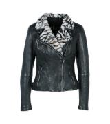 FREAKY NATION Biker-Jacke Damen Echtleder-Jacke mit Kunstfellbesatz im...